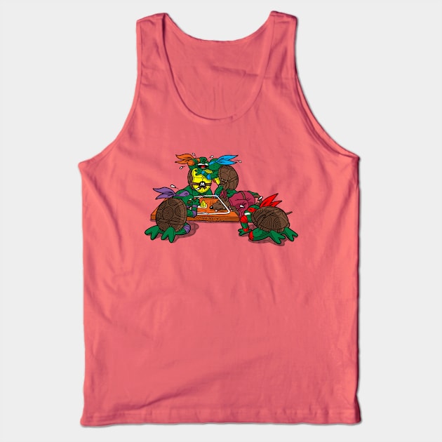 Funny Zombie Ninjas Eating Master 80's Cartoon Gift For Zombie Lovers Tank Top by BoggsNicolas